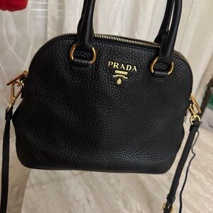 Prada Black Leather Satchel with Gold Hardware